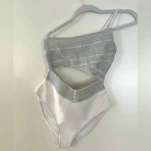 ASOS River Island One Shoulder elastic Cutout Swimsuit